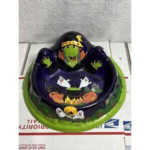 Vintage Halloween Candy Dish Witch Ghost Plastic Molded Ullman Company~USA